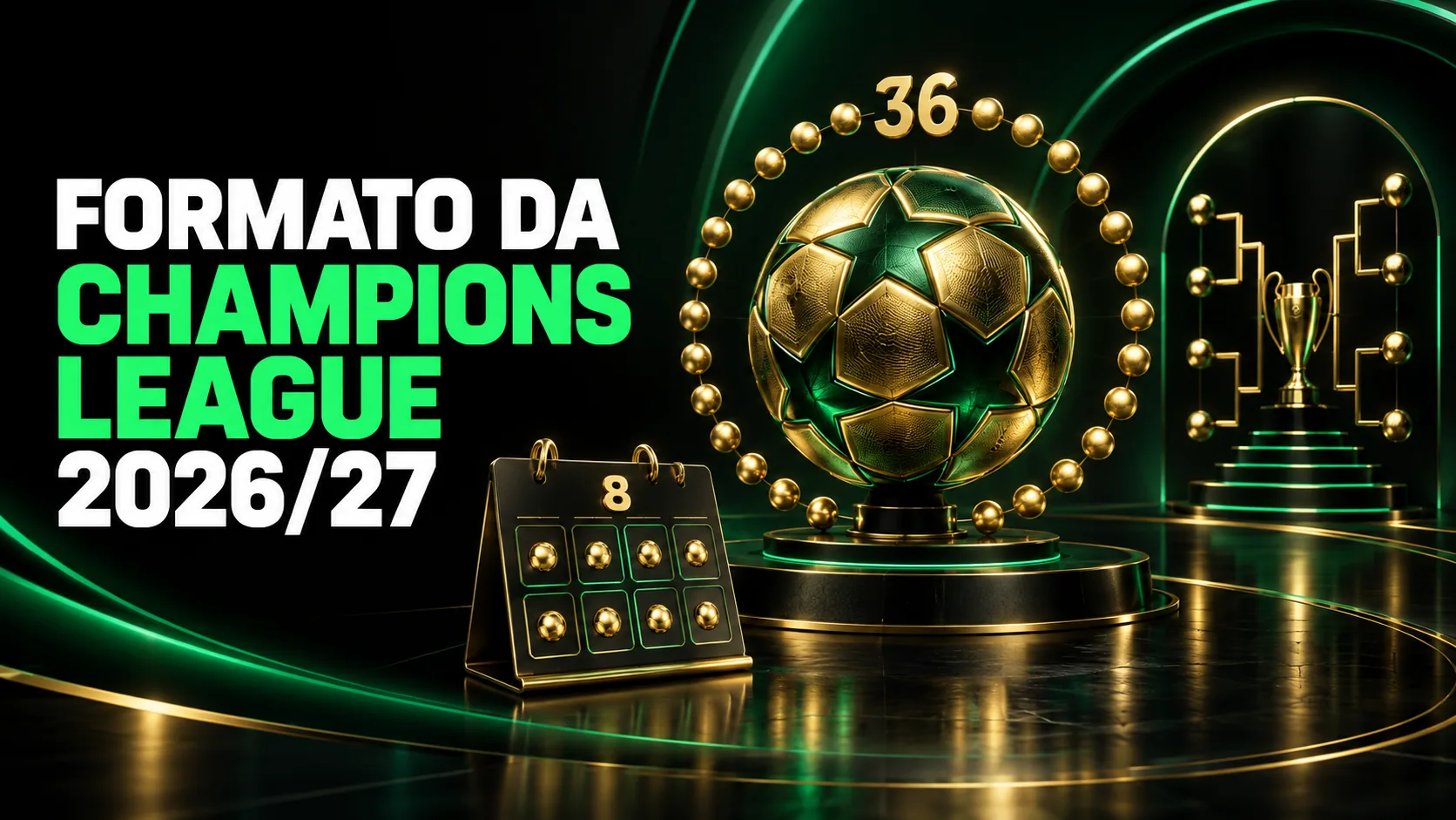Formato da Champions League 2026/27 com 36 equipas e oito jogos