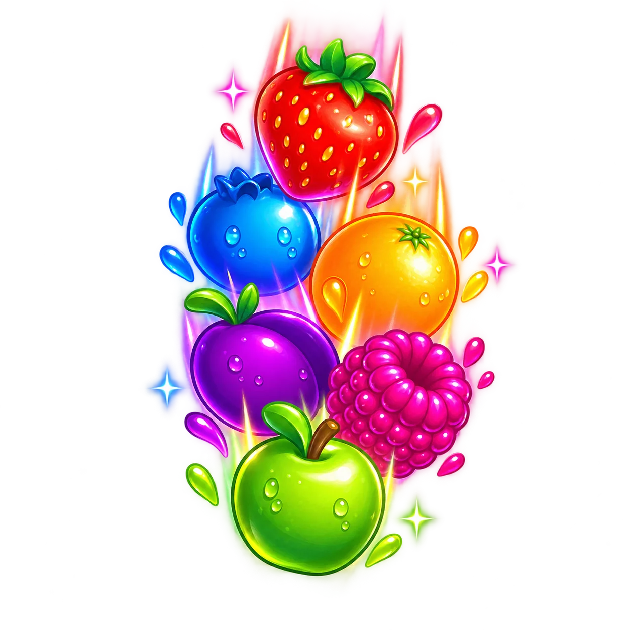 Ícone de frutas em queda para a mecânica de cascatas