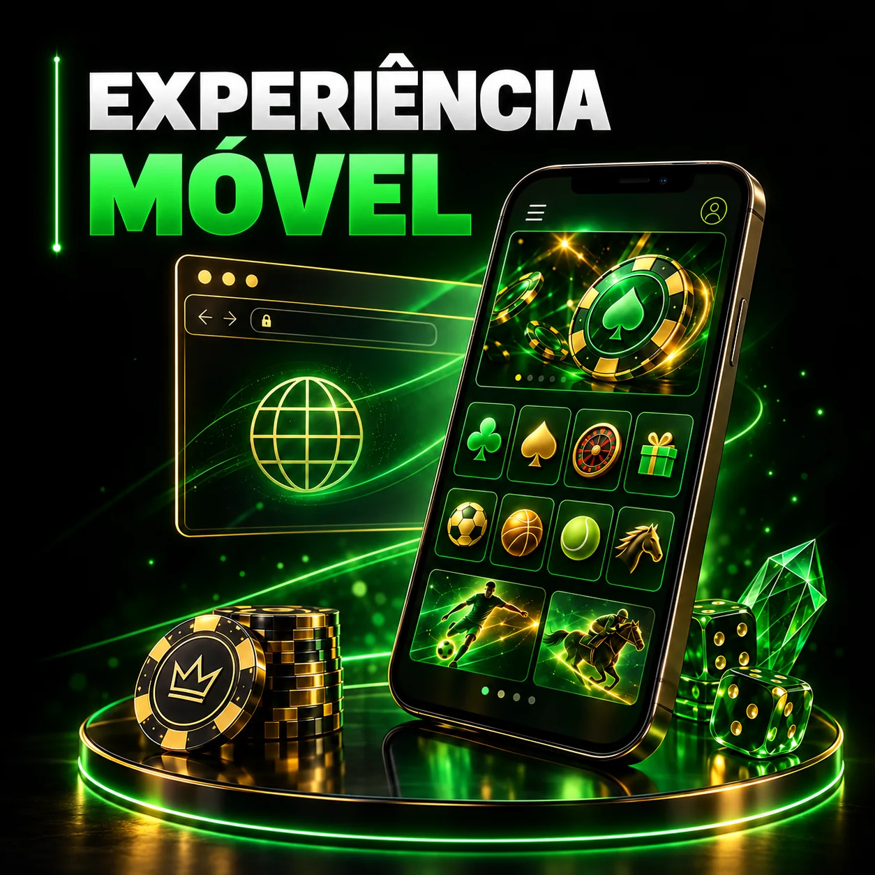 Ilustração do acesso a jogos de casino num telemóvel
