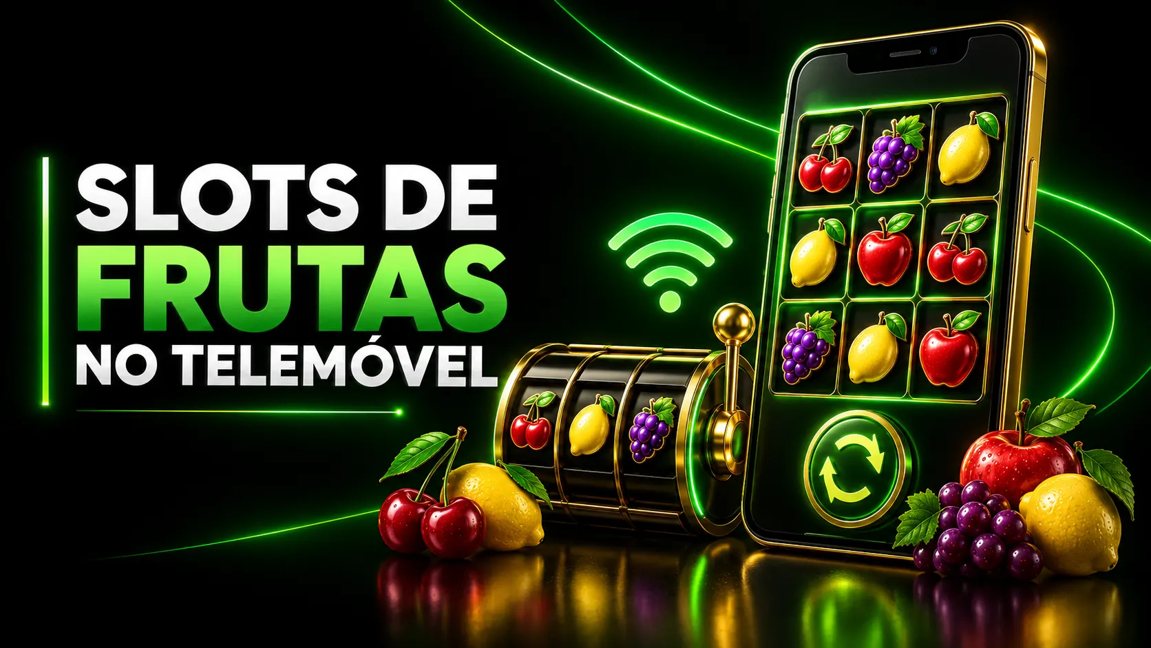 Slots de frutas num telemóvel com interface adaptada a dispositivos móveis