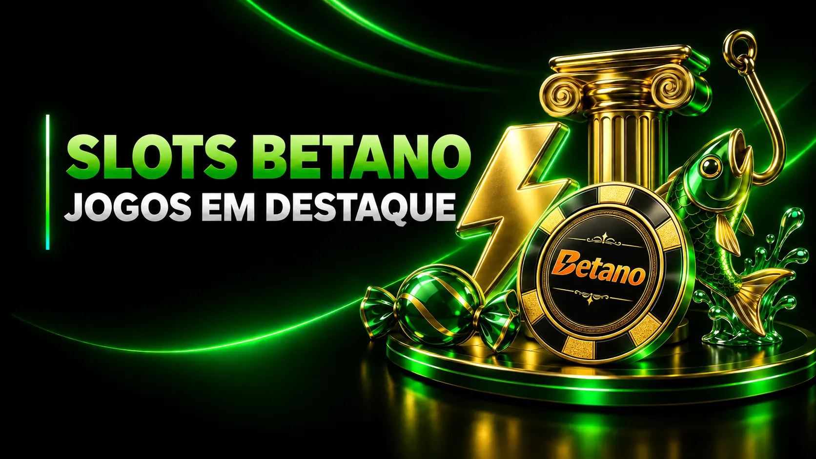 Seleção de slots representada por símbolos de mitologia, doces e pesca