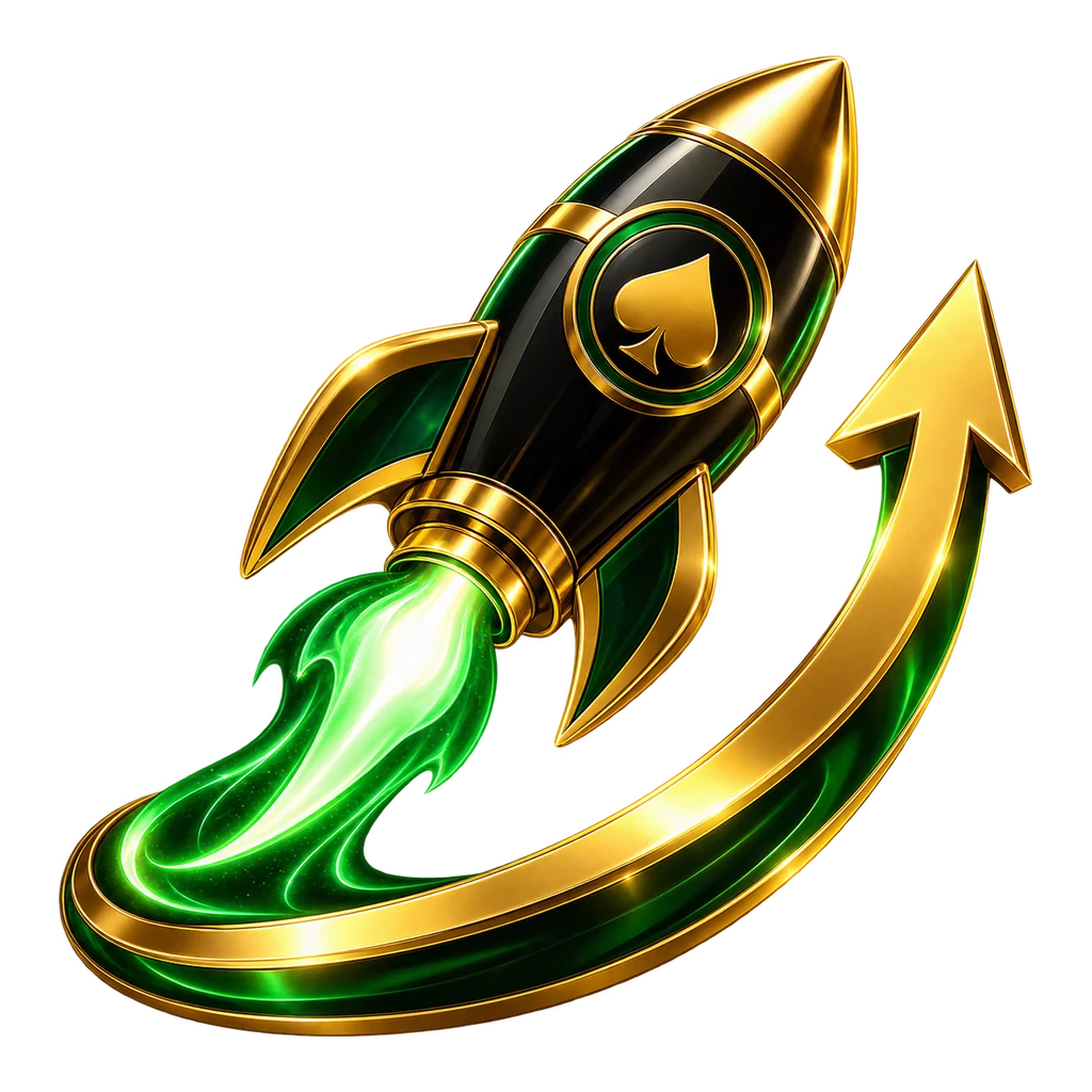 Foguetão com seta ascendente para jogos crash