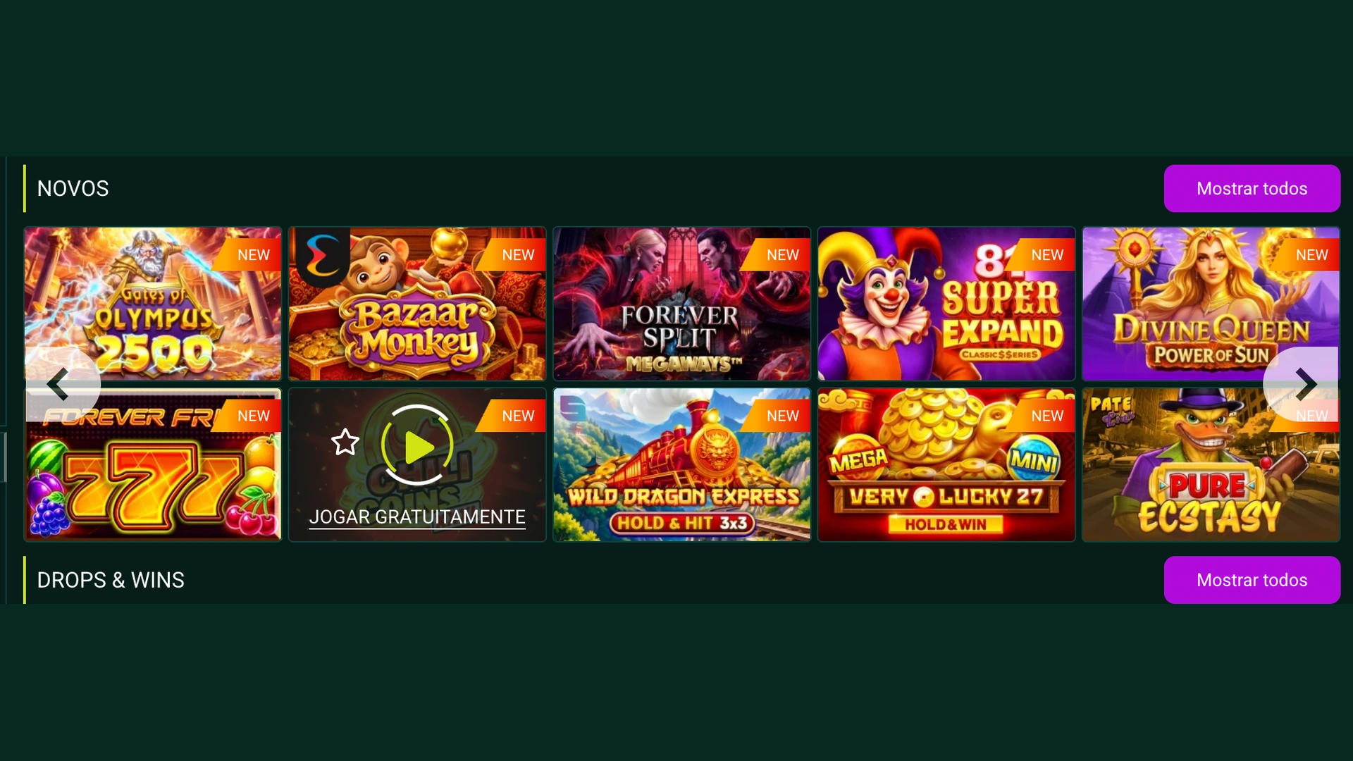 Novas slots disponíveis no catálogo do Spinbetter