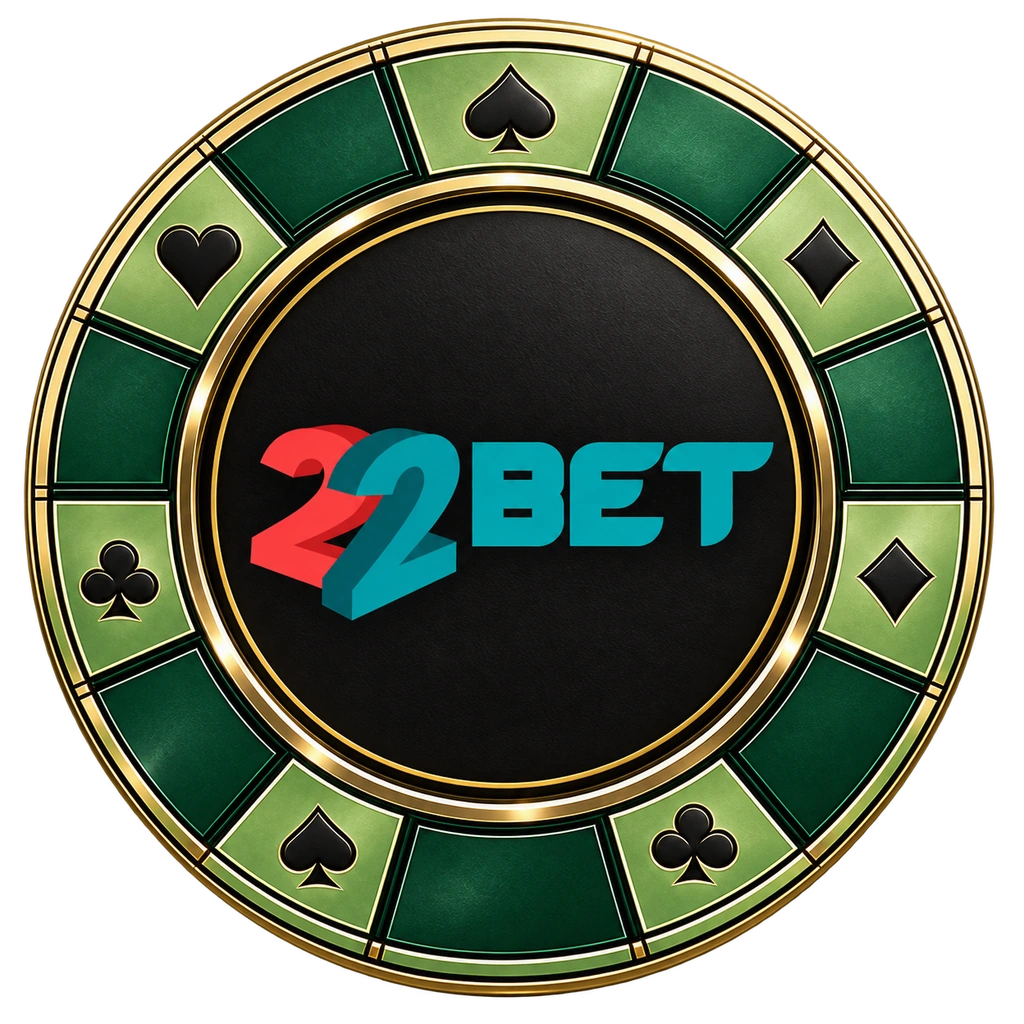 Ficha de casino com o logótipo da 22bet