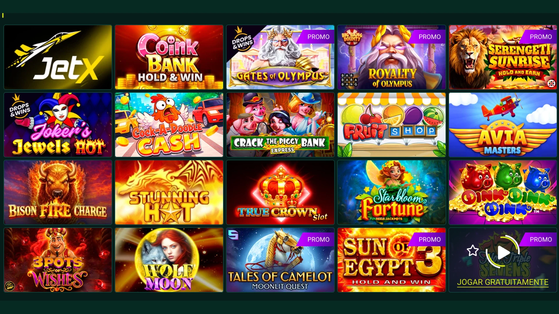 Catálogo de jogos do Spinbetter com slots e jogos instantâneos